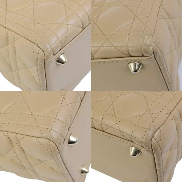 CHRISTIAN DIOR Lady Cannage 2Way Shoulder Hand Tote Bag Leather Beige 689RK841 - Picture 13 of 14